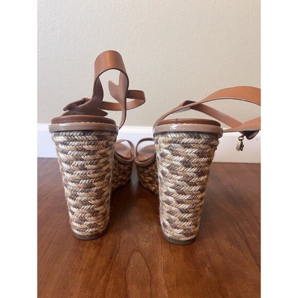 COACH BROWN HIGH ESPADRILLE WEDGE SANDAL STYLE# FG2110 SIZE: 11 B ANKLE CHARMS - Picture 10 of 13